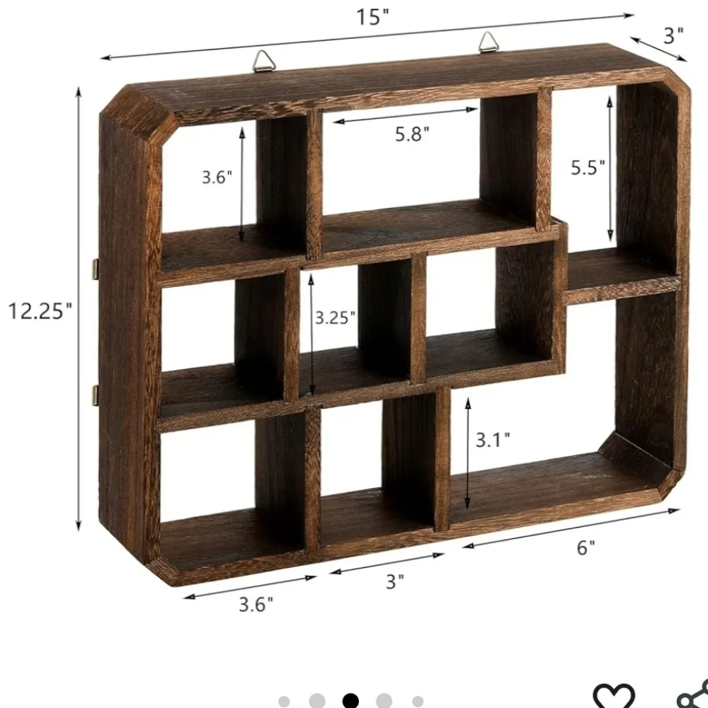 Rustic Brown Wall Shelf with Decorative Accents